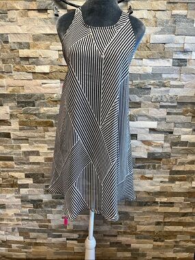 No Boundaries Black & White Striped Halter Mini Dress
